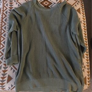 GAP Men's Textured Crewneck Cotton Knit Sweater, Laurel Wreath Green, Large, EUC